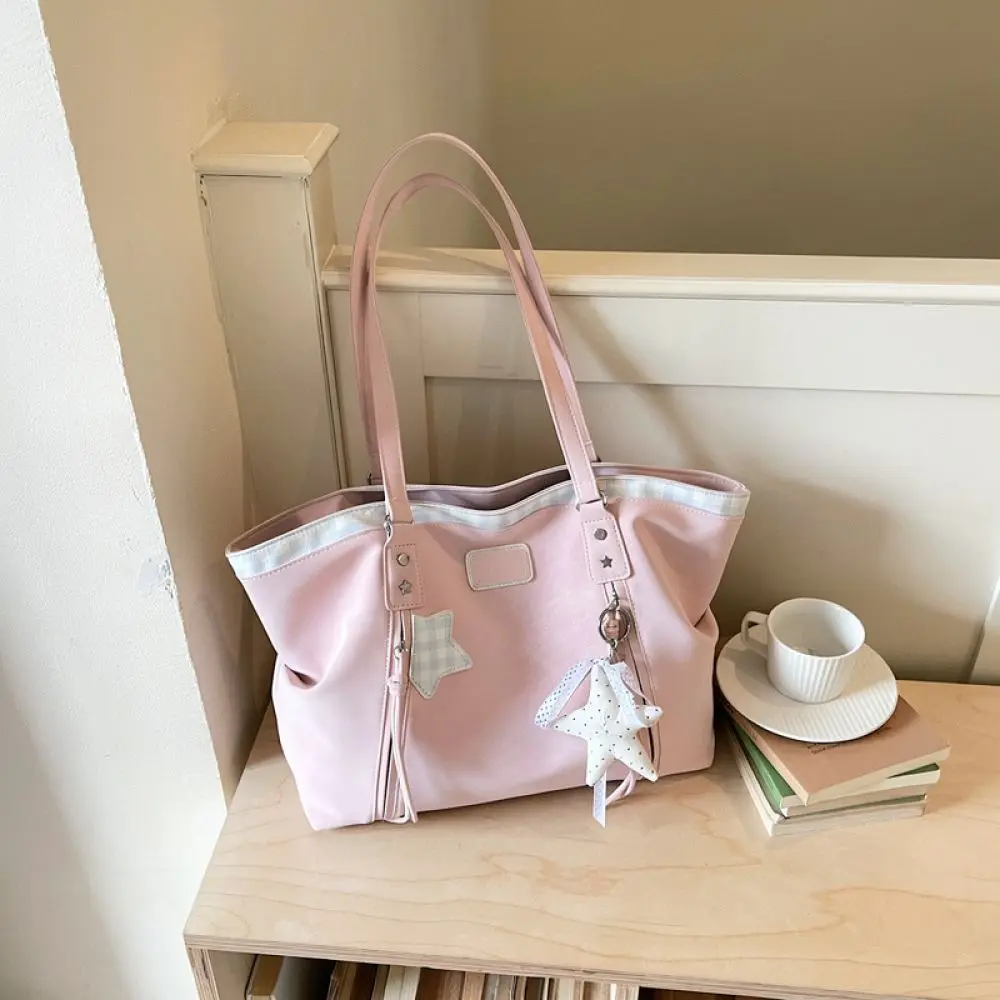 Korean Style Shoulder Bag Women Large Capacity Tote Purse Fashion Sweet Casual Handbag Daily Commuter School Travel
