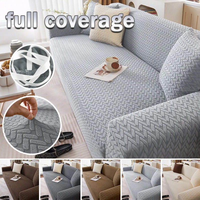 

1/2/3/4 Seater Elastic Jacquard Sofa Cover Non-Slip Washable Stretch Couch Protector for Pet Kid Friendly Home Living Room Decor