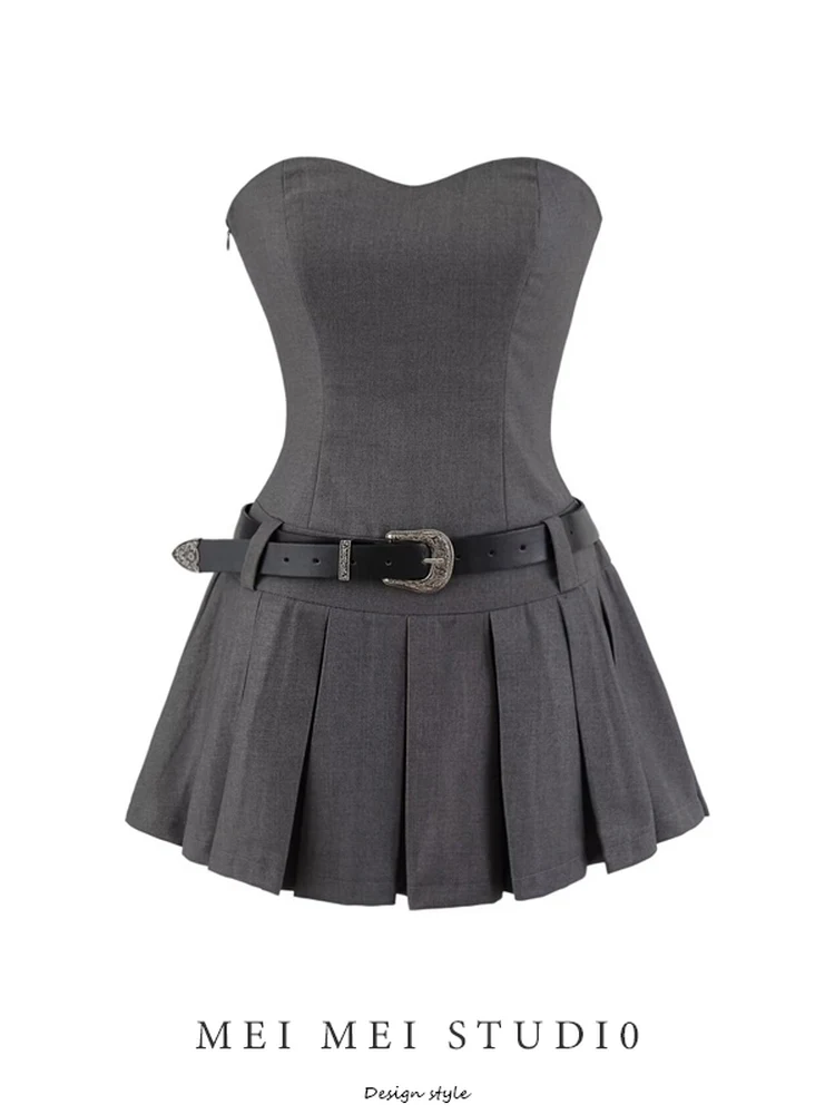 American Retro Spicy Girl Sle Tube Dr Dames Zomer Nieuwe College Sle Taille Cinching Afslankende ort Rok