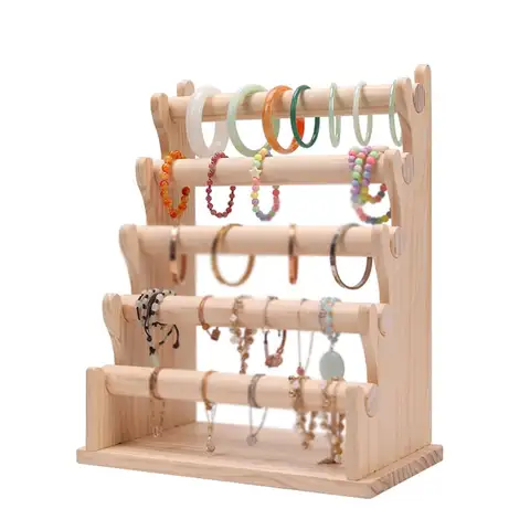 Wooden Heart Shaped Jewelry Display Stand Rack for Earrings Bracelets Necklaces Watches Khaki 1 Pack