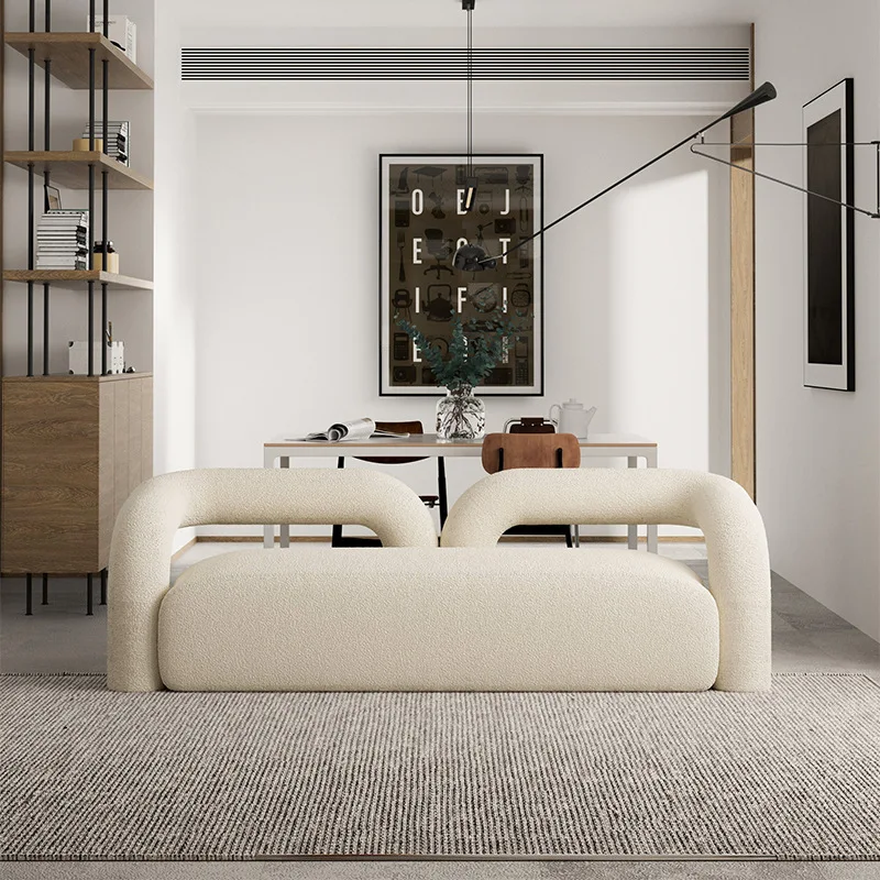 

Nordic light luxury fabric sofa modern living room curved sofa designer beauty clothing store lamb wool sofa chair