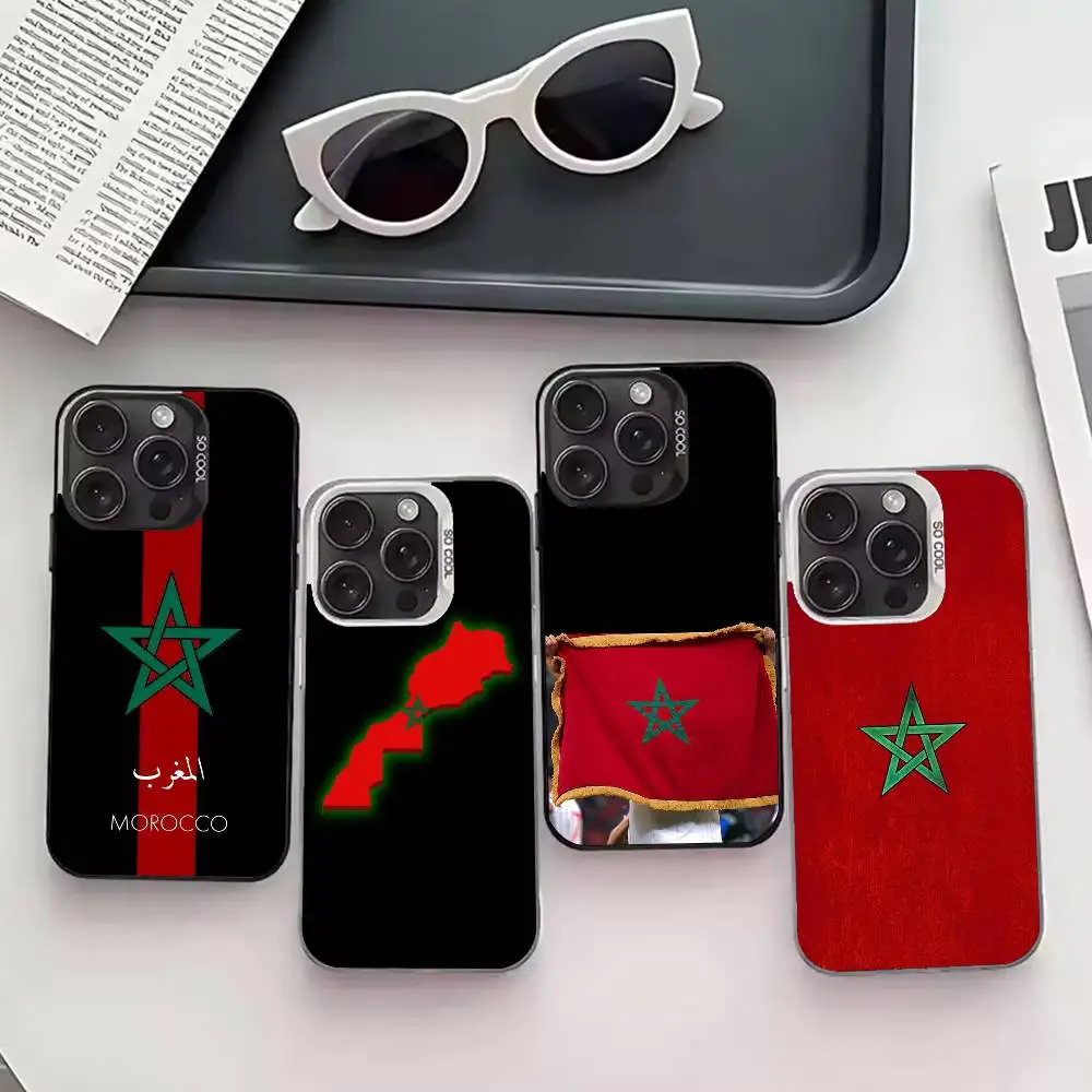 

M-Morocco F-Flag Phone Case For iPhone 17,16,15,14,13,12,11 Plus,Pro Max,XS,Colored silver phone case