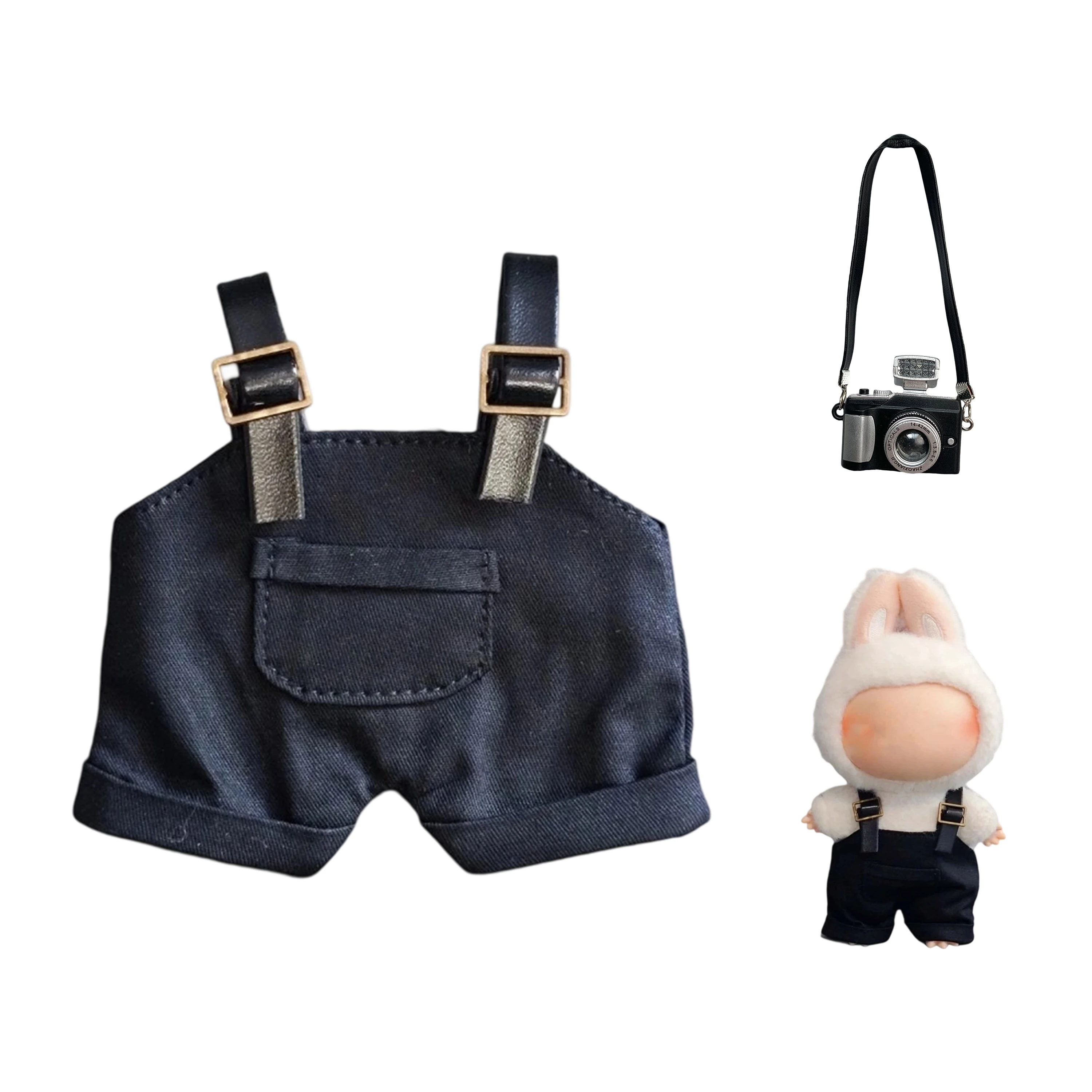 

17cm Clothes For Labubu Fashion Doll Color Match Shirt Dolls Accessories Cute Little Clothes outfit overalls