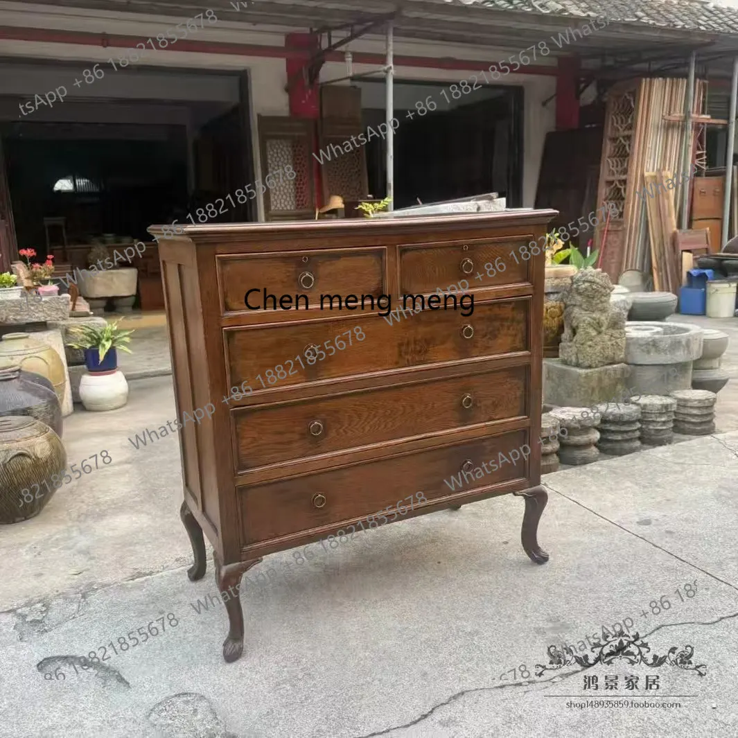 

American retro solid wood chest cabinet French antique storage decorative storage cabinet display side cabinet