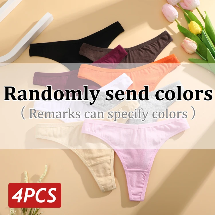 4 Teile/satz Frauen Baumwolle Höschen Nahtlose Low Rise Thongs V-Taille Einfarbig Atmungsaktive Unterwäsche Weibliche Weiche Dessous Dessous