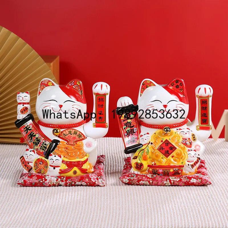 YFY Lucky Cat Figurine for Store Opening, Cashier Desk, Home Living Room Desktop, Automatic Waving Gift