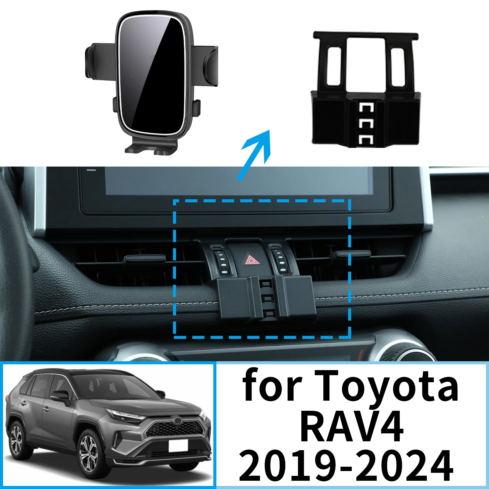 

fit for Toyota RAV4 2019 2020-2024 RAV 4 XA50 Hybrid Stable Clip-On Phone Holder​​ Mount Screen Base No Vibration​ accessoires