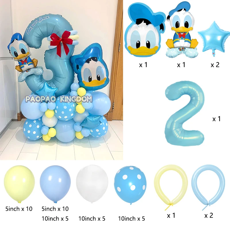 1set Children's Theme Cartoon Mouse Daisy  Donald Duck Helium Balloons Number Balloons  Baby Shower Kids Birthday Party Supplies view 3