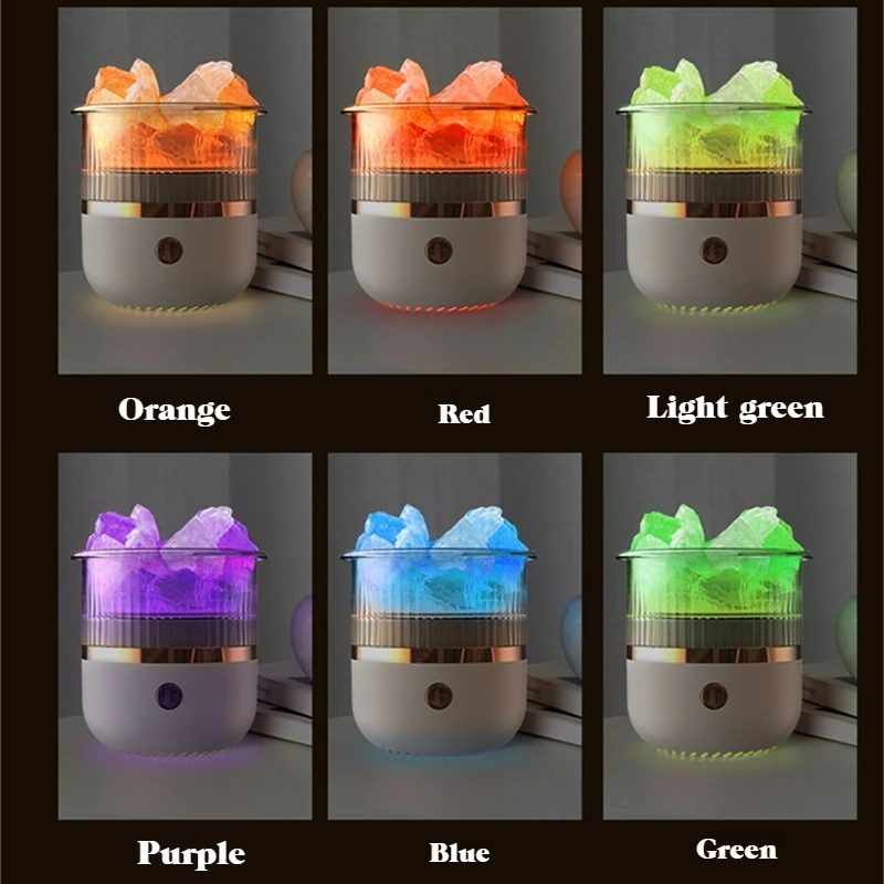 Salt Stone Aroma Diffuser with Multi-Color LED Light Essential Oil Humidifier for Home and Car Air Freshening