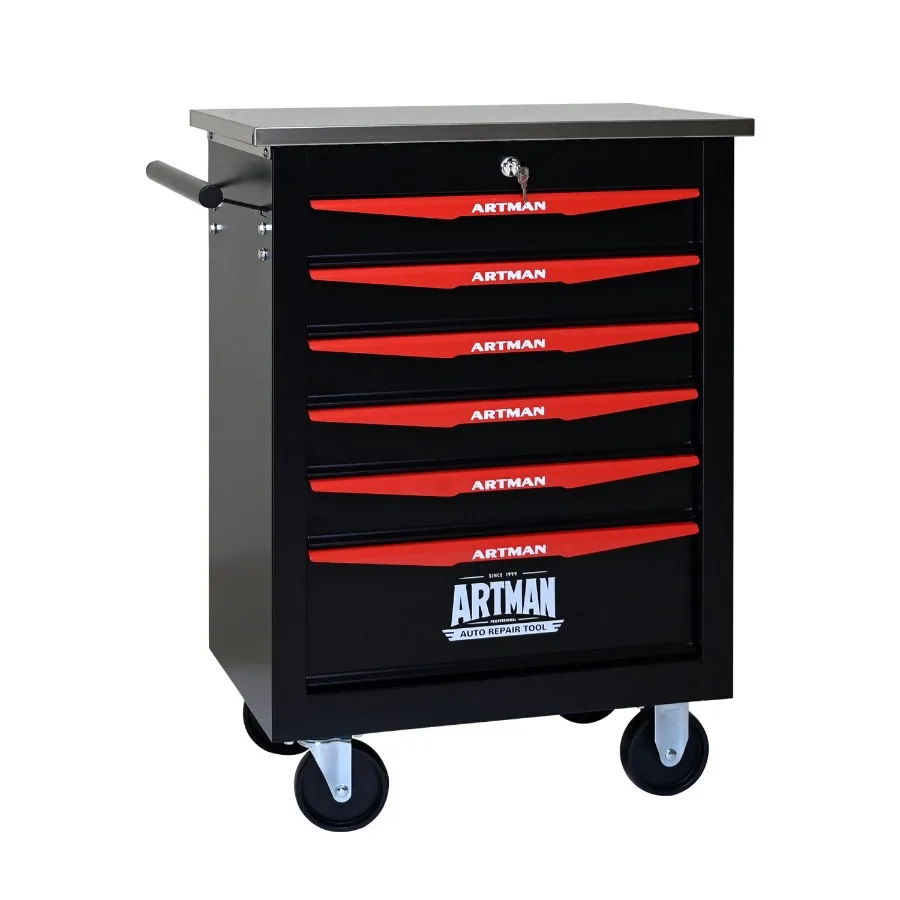 

6 Drawers Multifunctional Tool Cart with Wheels Metal Rolling Tool Cart Storage for Garage Workshop Warehouse Repair ShopWith S