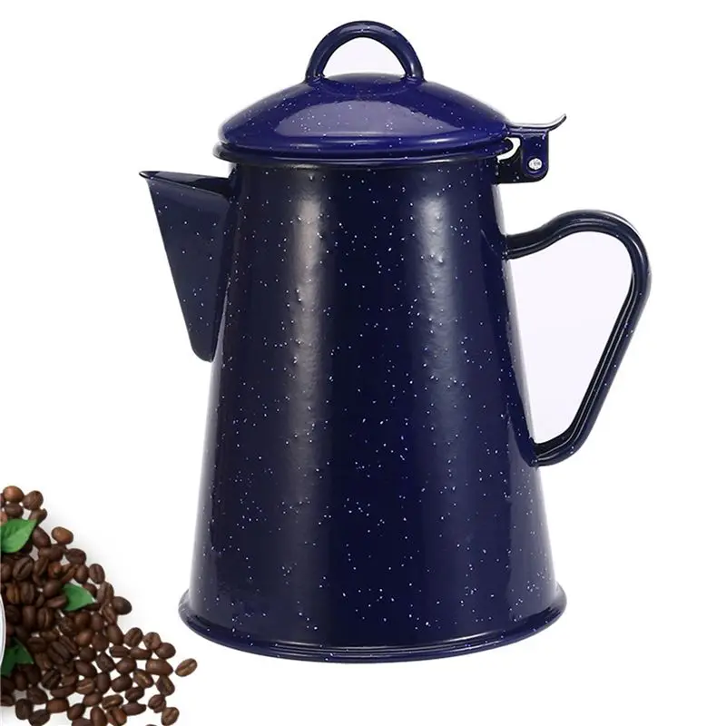 A84E-2X 1.2L Enamel Coffee Pot Hand Tea Water Kettle Teapot Vintage Home Decor Starry Sky Blue Teapot Cafe Tools
