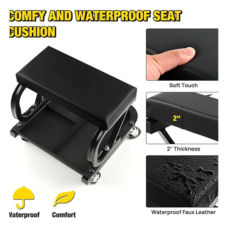 360 Degree Rolling Mechanic Seat Stable Bearing For Auto Repair Workshop Continuous Car Inspection And Maintenance Working Tasks