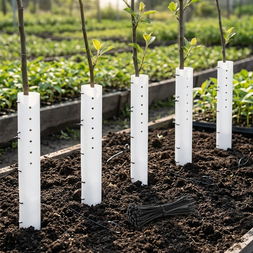 Tree Growth Protector HDPE Seedling Guard Tube Anti-Pest Protection for Garden Nursery, Durable Weatherproof Plant Support