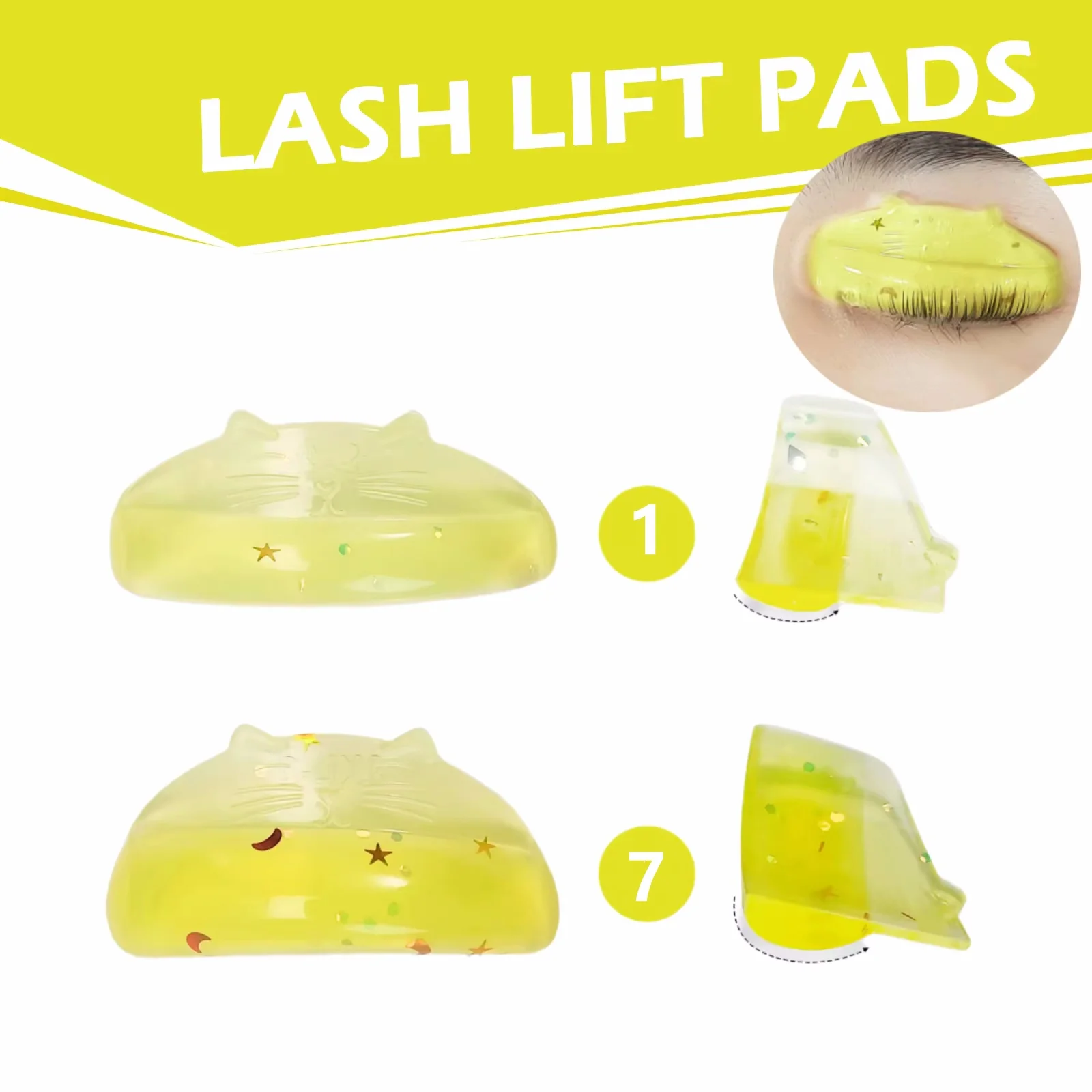 Libeauty 7 Paar NEUE Silikon Katze Wimpern Dauerwelle Stange Klebrige Lash Lift Pads 3D Wimpern Dauerwelle L Curler Zubehör Make-Up-Tools