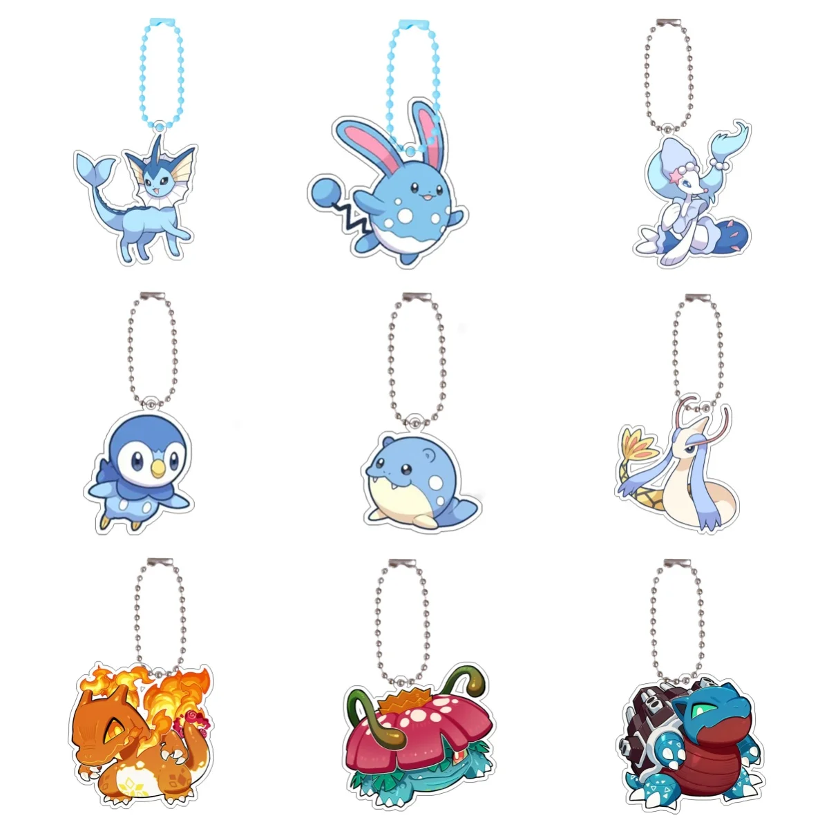 Pokemon Charizard Venusaur Piplup hecho a sí mismo llavero acrílico de dibujos animados mochila accesorios colgante Anime colección clásica juguete