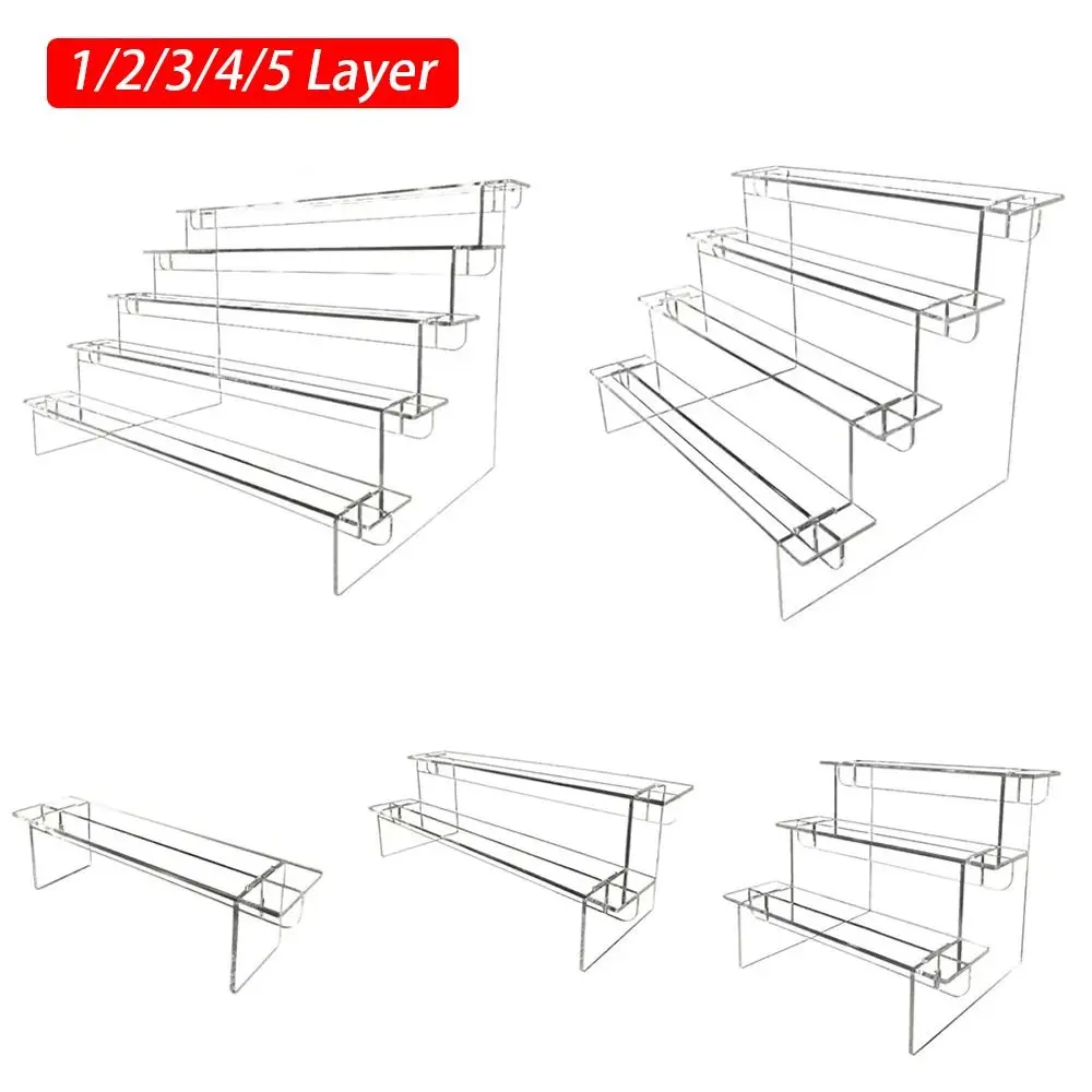 1Sets Acrylic Ladder Display Stand Durable Home Organizer Transparent Storage Rack Adjustable Computer Monitor Model Holder