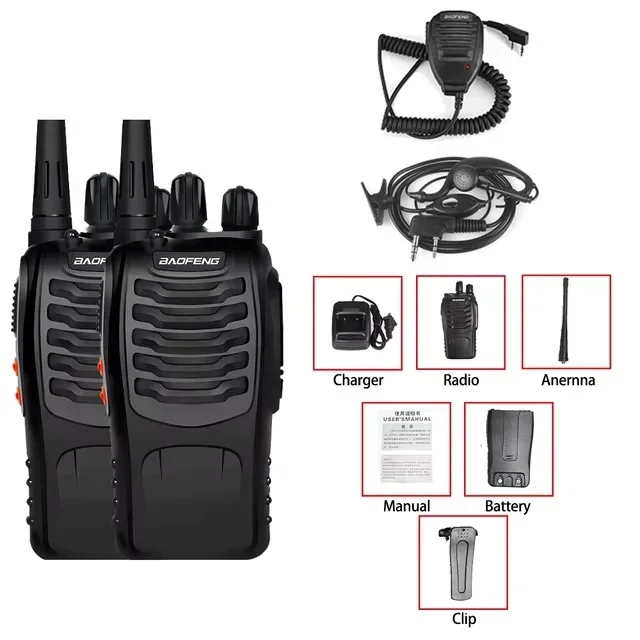 Baofeng 888s 2pcs Long Range Walkie Talkie UHF 400-470MHZ Two Way ham Radios Transceiver USB for Hunting