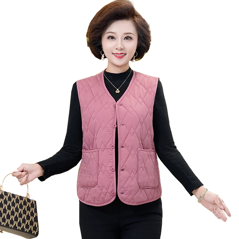 

Winter Women Vest Quilted Fleece Vest Coat Sleeveless V-neck Female Casual Warm Waistcoat Female Tops