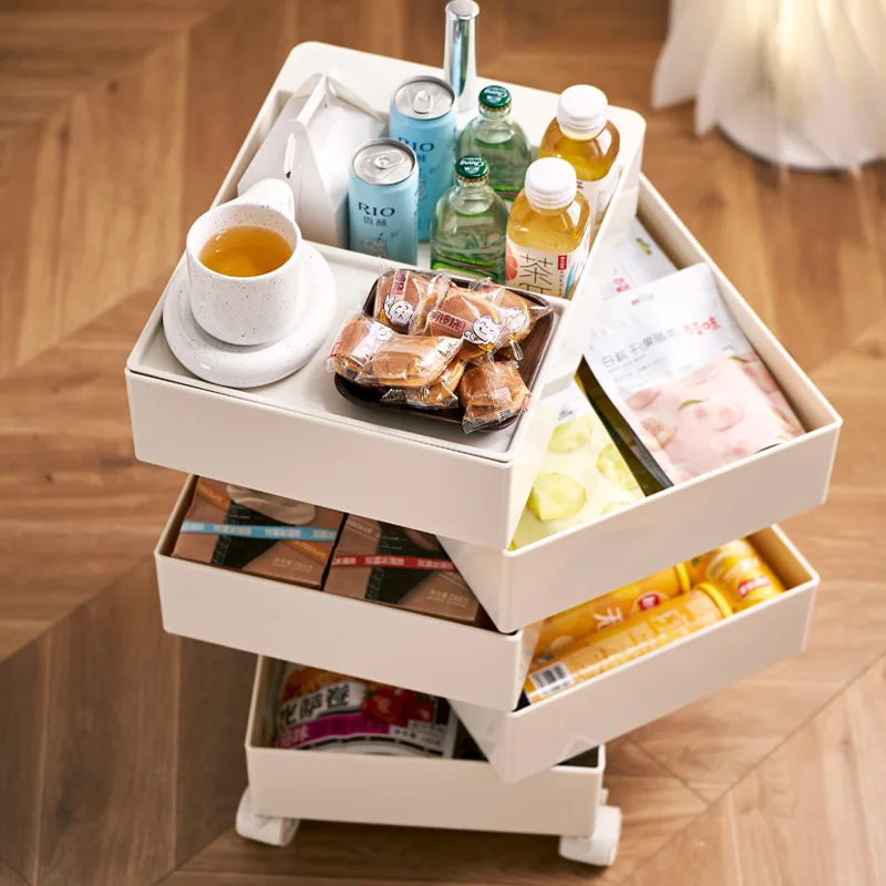 

Rotatable rack Nordic trolley bedside table Cosmetics storage Bobby cabinet Small apartment storage finishing rack