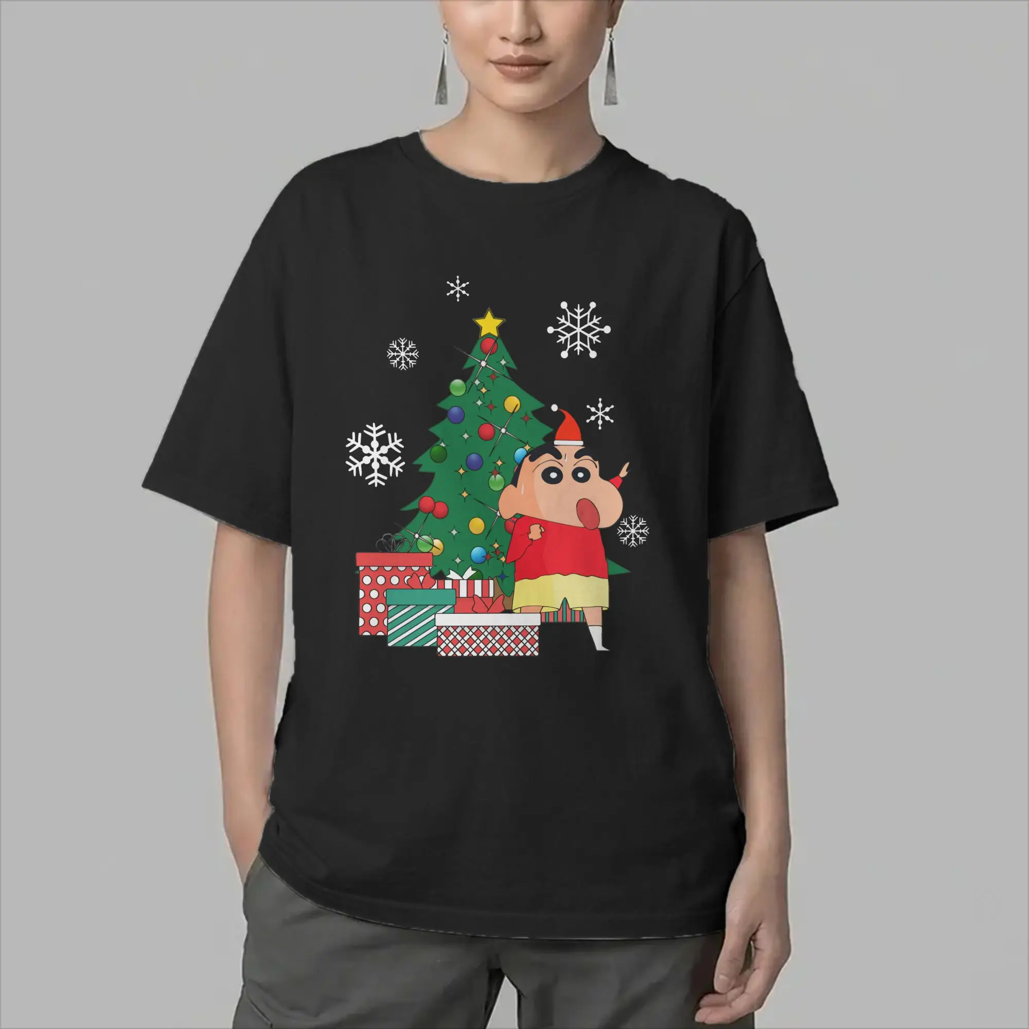 Men T-Shirt Crayons Shin-Chans Funny Cotton Tee Shirt Short Sleeve  T Shirt Crew Neck Clothes Plus Size
