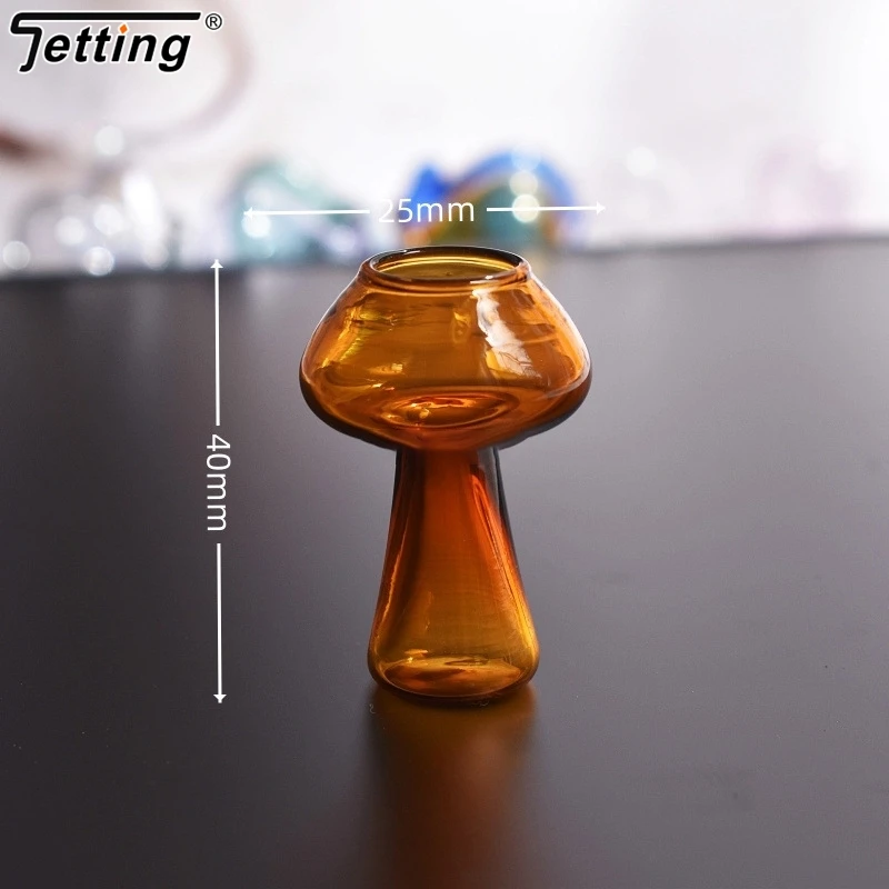 Creative Mushroom Shaped Glass Vase Ornament Dollhouse Mini Flower Bottle Doll House Flower Arrangement Decor DIY Accessories