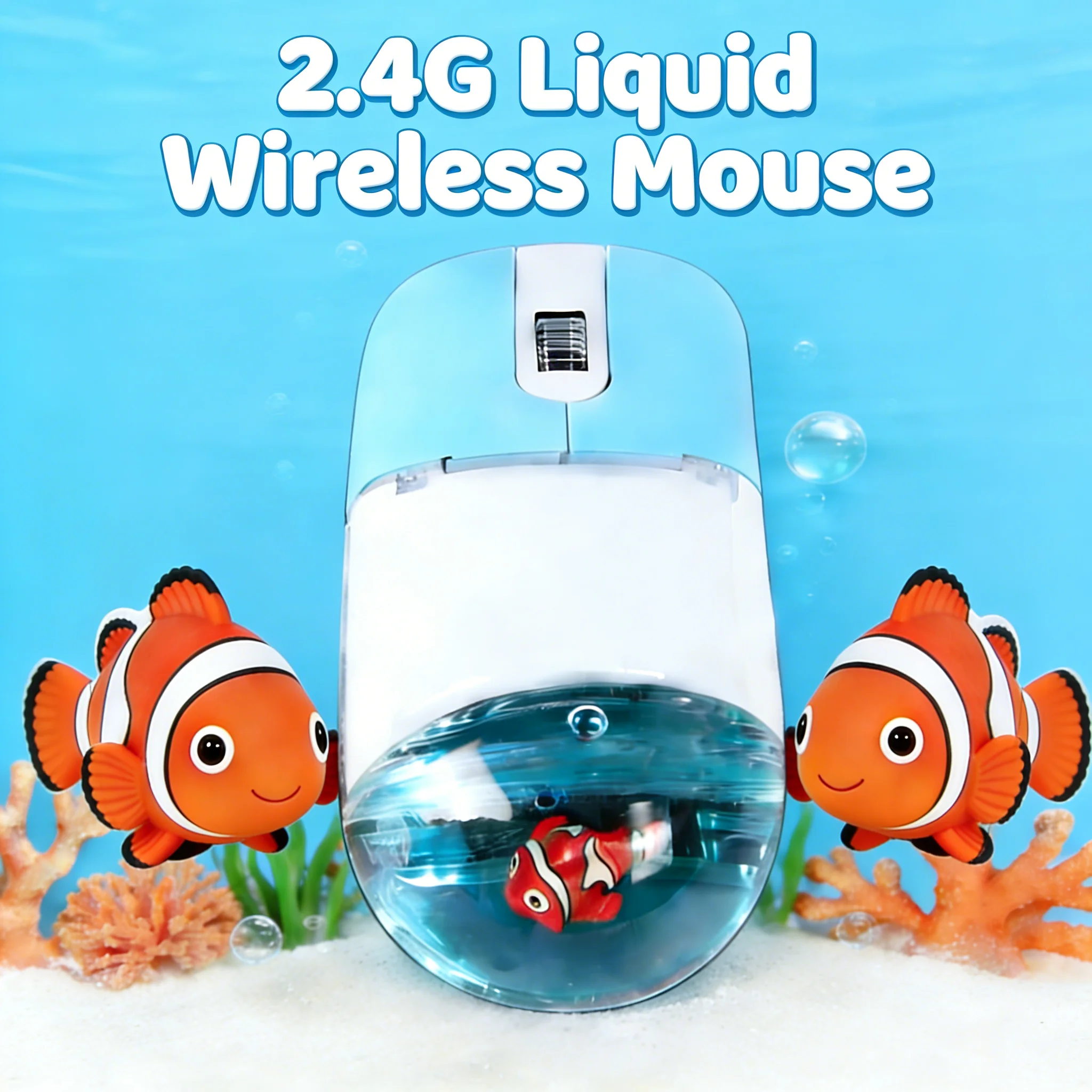 

Симпатичная жидкая беспроводная мышь 2,4G с масляным наполнением, плавающее животное, бесшумное для офисного портативного ПК