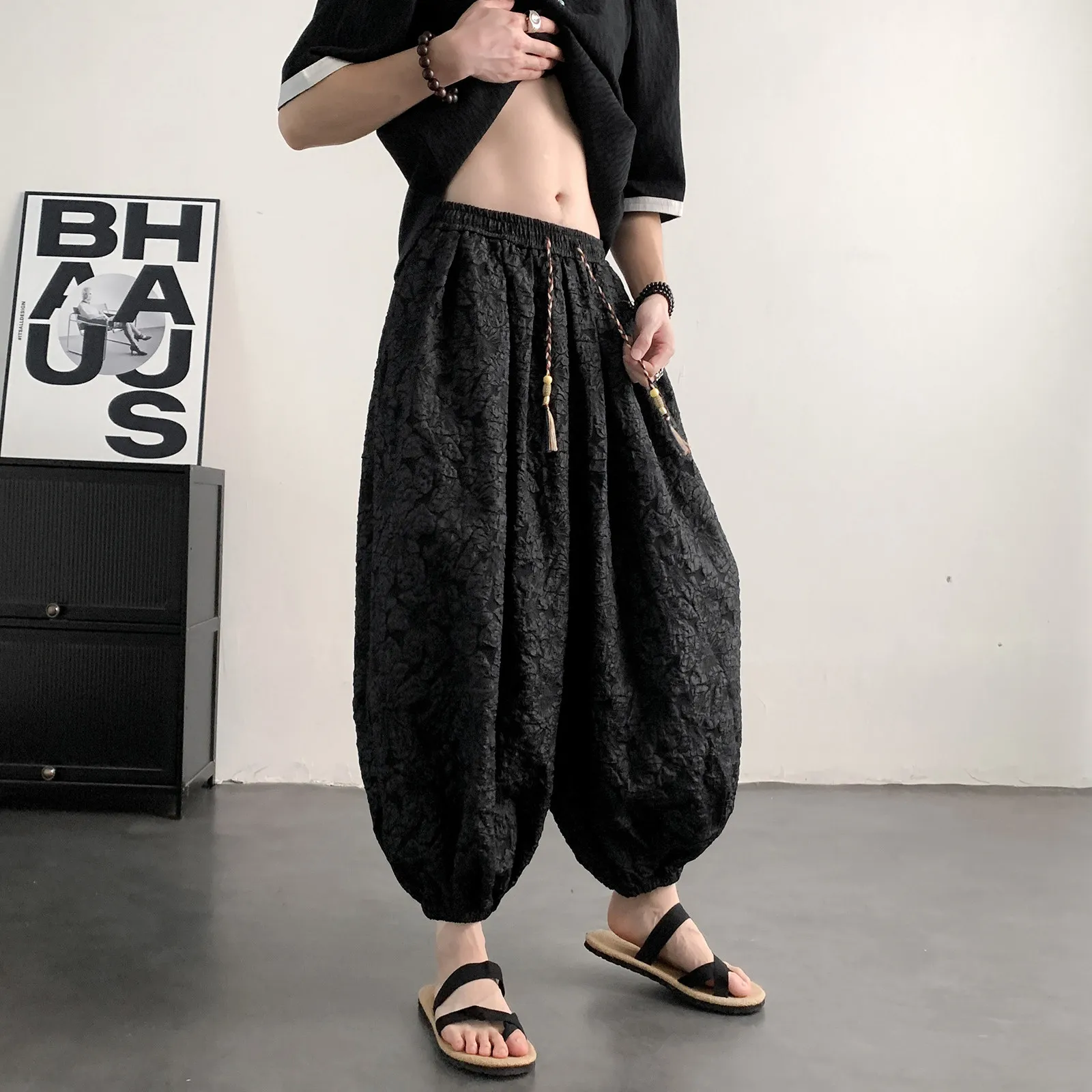 

Vintage Jacquard Shorts Mens Harajuku Casual Oversize Trendy Lantern Trousers Japanese Styles Harun Wide Leg Pants Plus Size 8XL