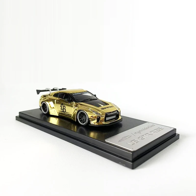 MC 1:64 modelauto GTR R35 LB brede body legering gegoten voertuigcollectie - chroom goud