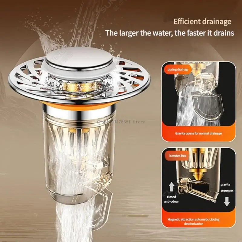 

Upgrades Drain Stopper Automatic Closures Thickened Brass Cores for Sink Basins