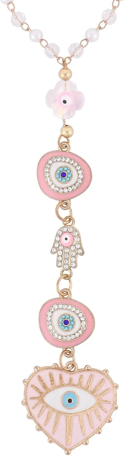 

Розовый оберег от сглаза для автомобиля - подвеска-сердце от сглаза на зеркало заднего вида для женщин, солнечный ловец для автомобиля