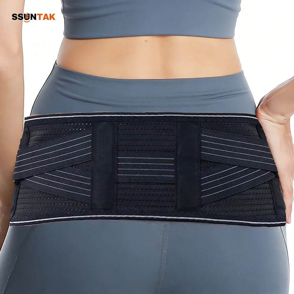 

SSUNTAK Lumbar Support Belt with 4 Steel Stay Breathable Lower Back Pain Relief for Sciatica Herniated Disc Sacroiliac Men Women