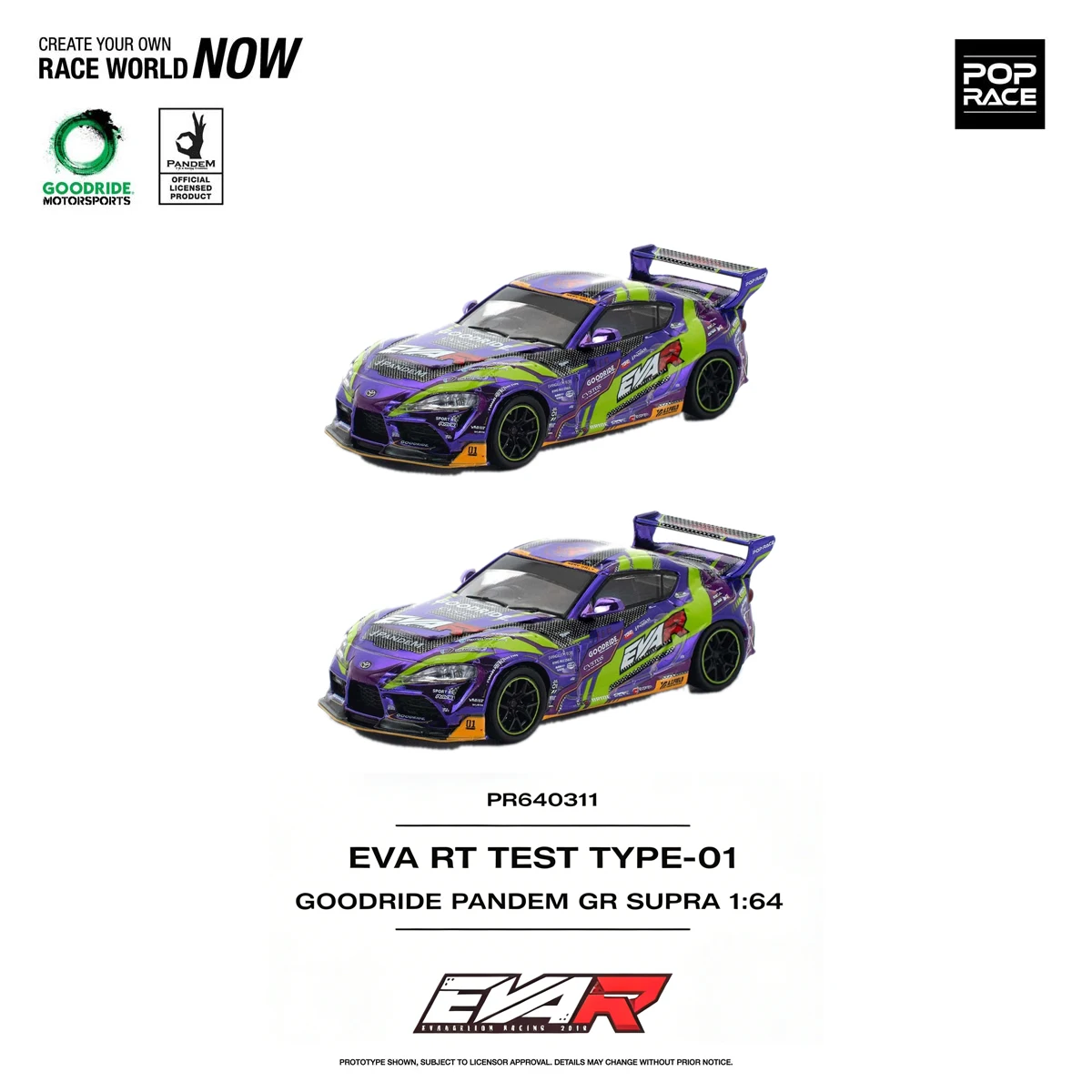 In Stock POP RACE 1:64 EVA RT Test Type-01 Goodride Pandem Toyota GR Supra Widebody JDM Diecast Collectible Model Car