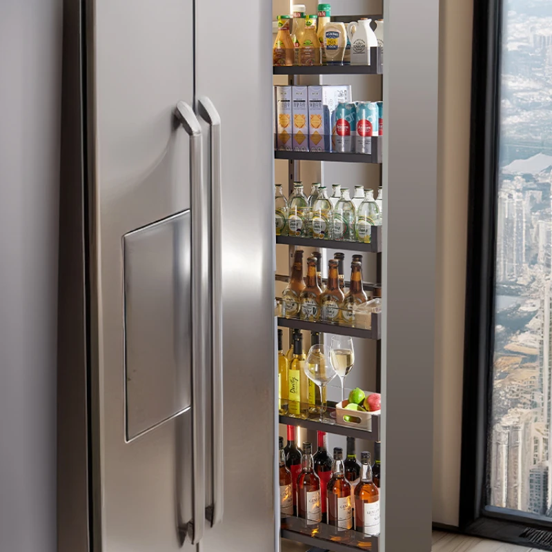 Side high cabinet pull basket snacks side pull storage refrigerator gap is very narrow refrigerator significant other side