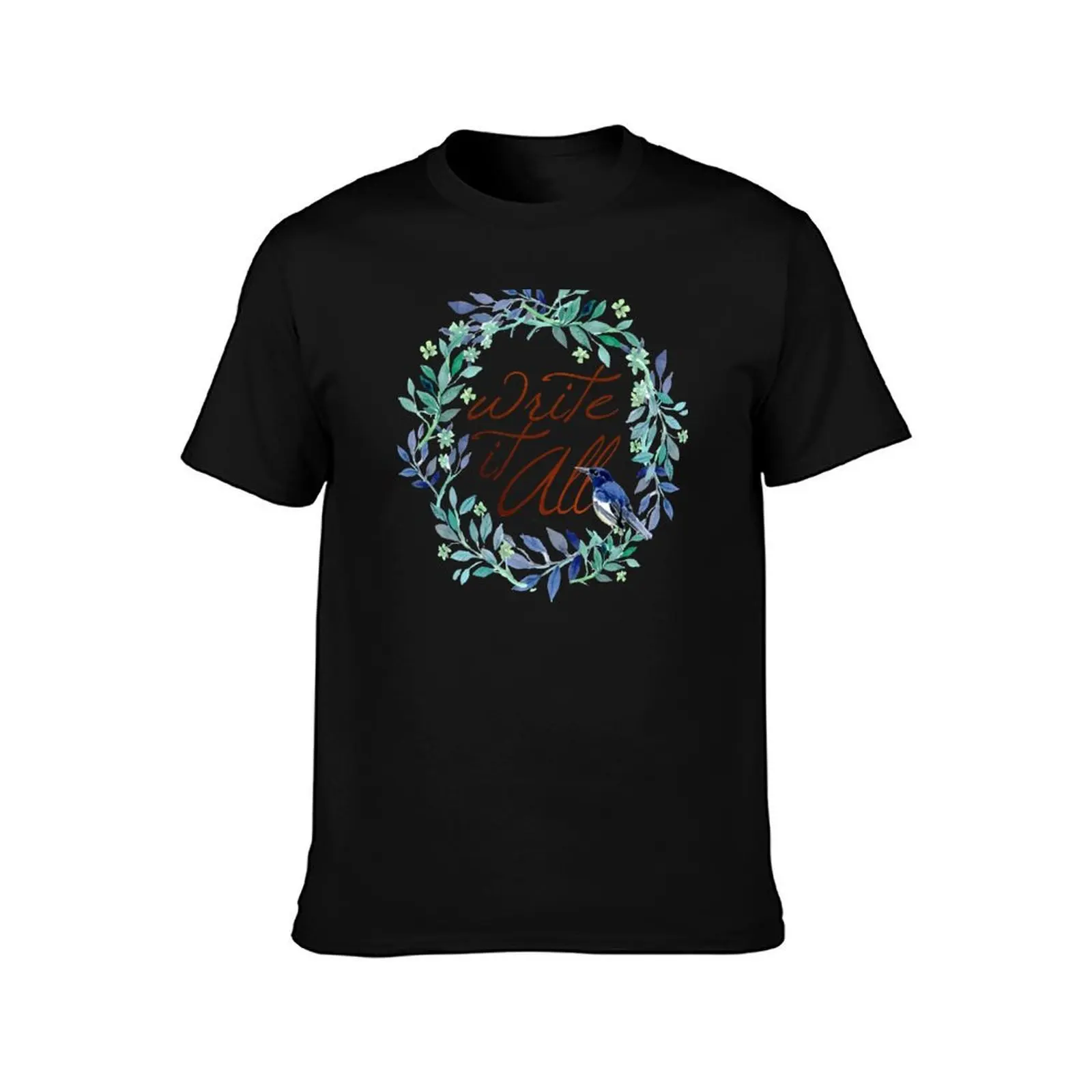 Write It All! T-Shirt, Summer Casual Cotton Tee, Oversized Streetwear Tops, Vintage Graphic Print, Loose Fit Short Sleeve