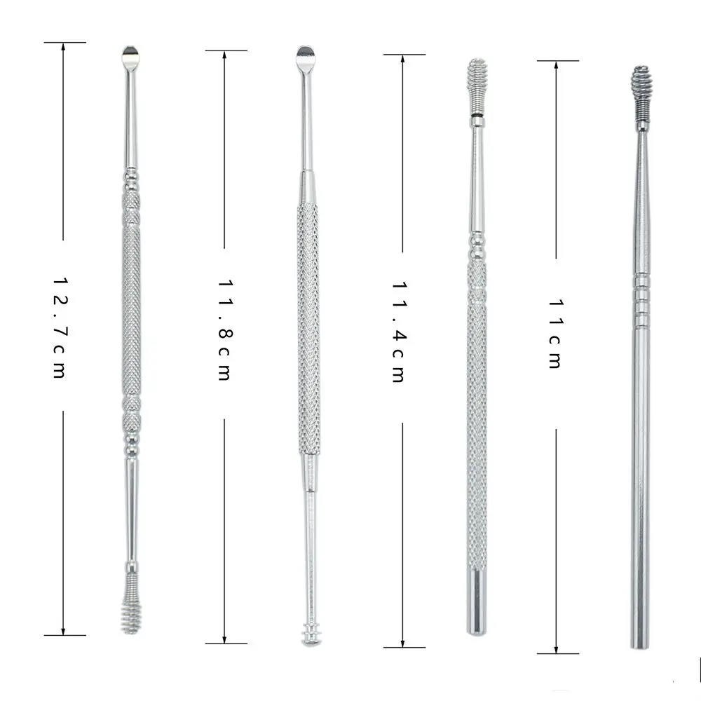 Portable Earpick Stick Stainless Steel Ear Spoon Health Care Ear Cleaner Spiral Earwax Remover Ear Curette Spring ear picker