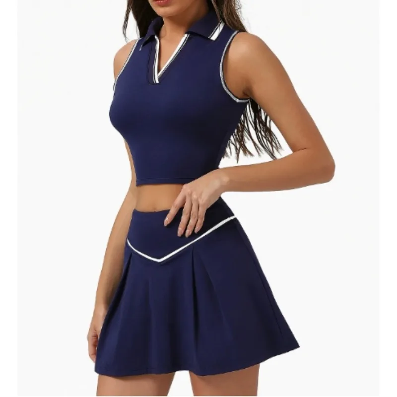 

Tennis Skirt Sets Sports Fitness Golf Badminton Running Leisure Sports Short Skirts Workout Clothing Gym Yoga Suits for Women
