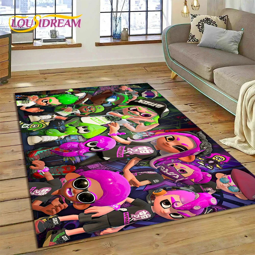 

Splatoon3 PC Gamer Cartoon Game Carpet Rug for Bedroom Living Room Home Sofa Decoration,Children Game Large Decor Floor Mat Gift