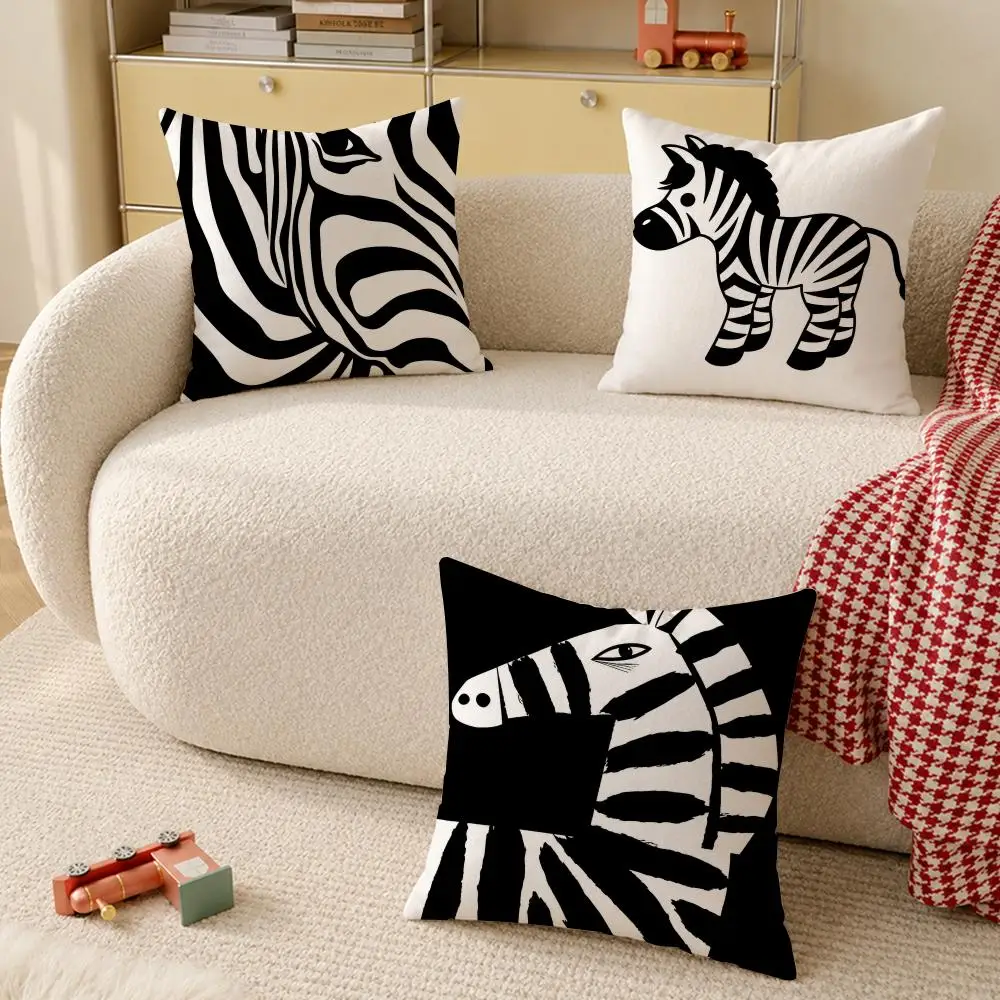 Black White Zebra Pattern Cushion Cover Pillow Cover Decorative Throw Couch Home Decor for Living Room Sofa