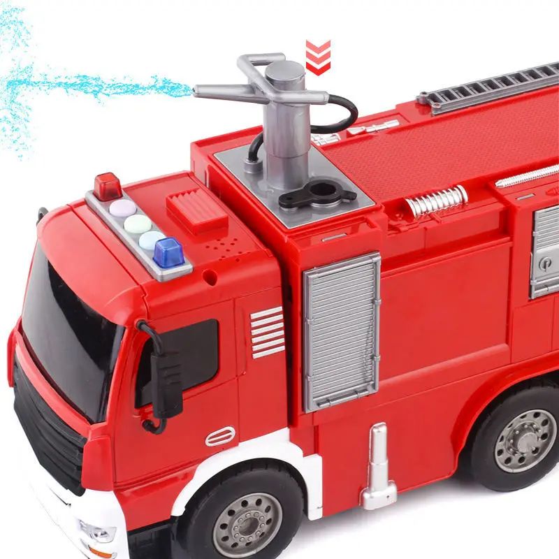 Water spray fire truck toy truck firetruck large alloy light music parking lot track car boy toy car children\'s gift