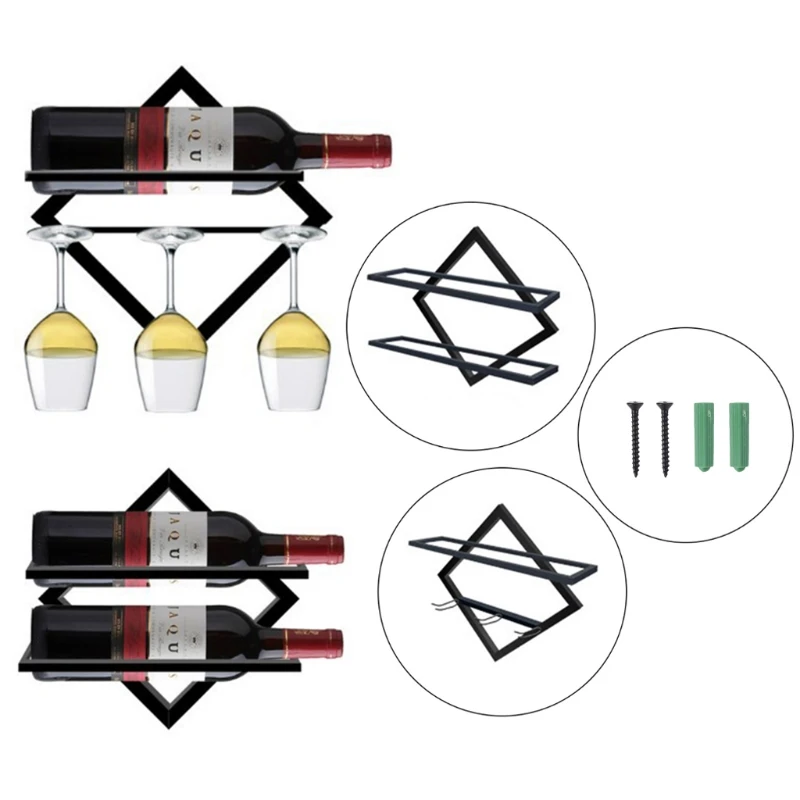 

Wall Mounted Wine Rack Bottle Goblet Glass Holder Storage Shelf OrganizerHome Decor Dropship