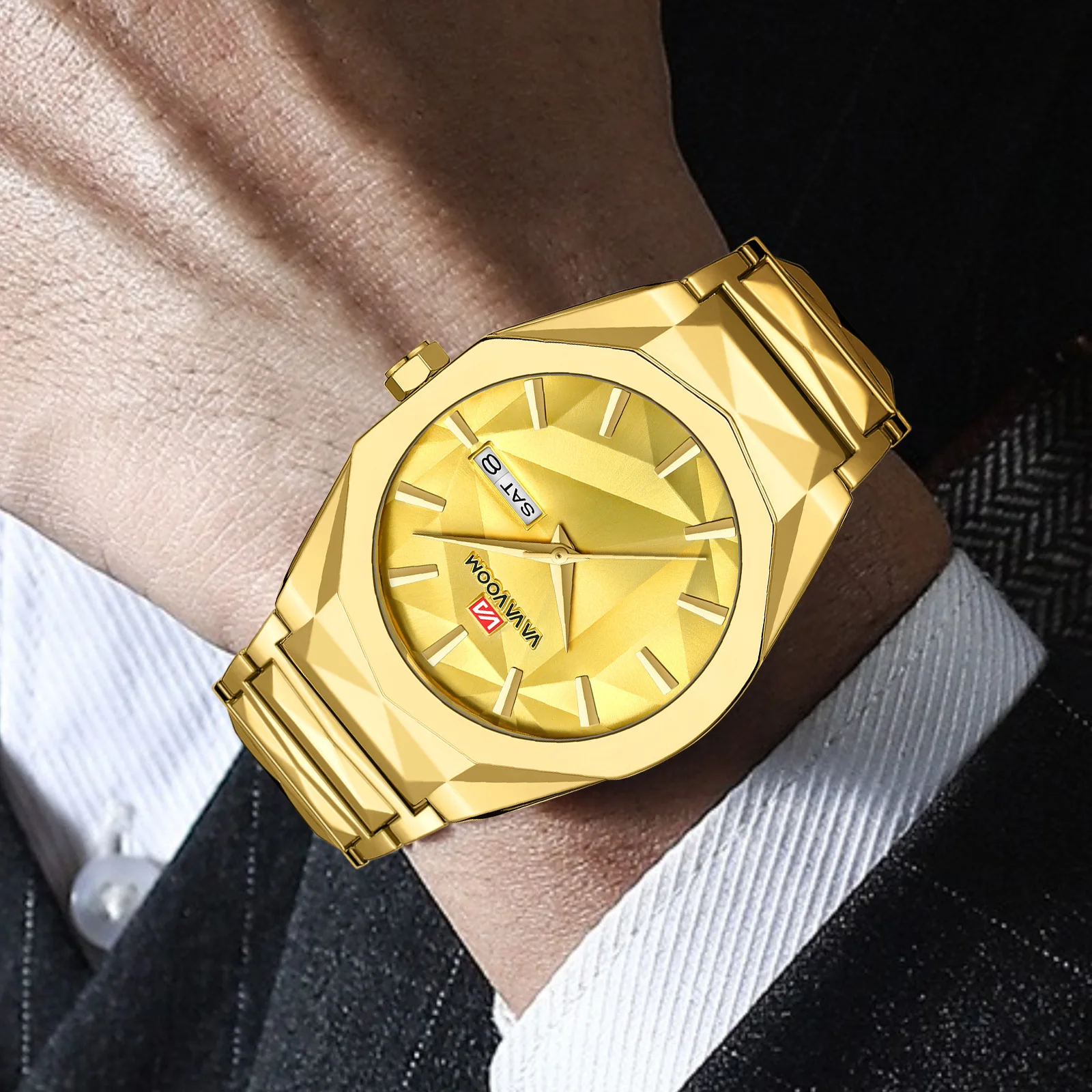 2025 quadrante che cambia colore doppio calendario orologio con cinturino in acciaio inossidabile impermeabile orologio da uomo in acciaio inossidabile per affari e tempo libero