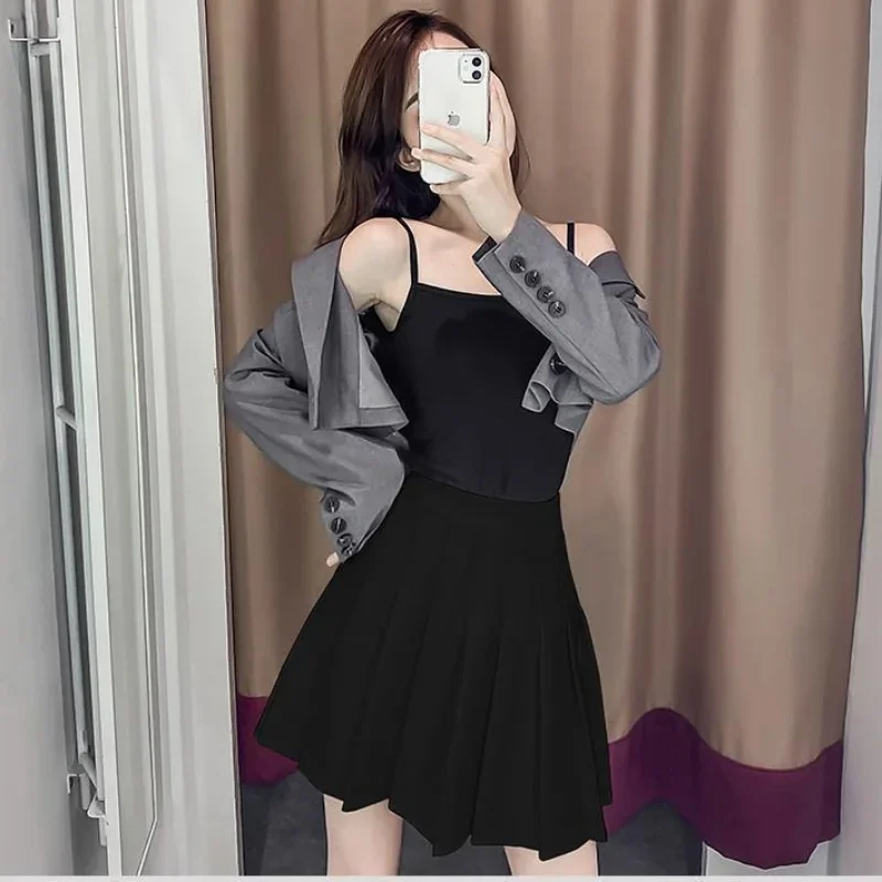 Mini Outfits Black Two Piece Set for Woman Women's Short 2 Sets 2024 Night Club White Summer Suits with Skirts and Blazer Jacket