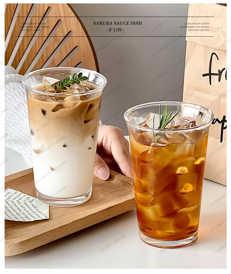 كوب زجاجي بسيط للقهوة والعصير، كوب مشروبات باردة شفاف بمقبض، مجموعة أدوات مطبخ بسيطة