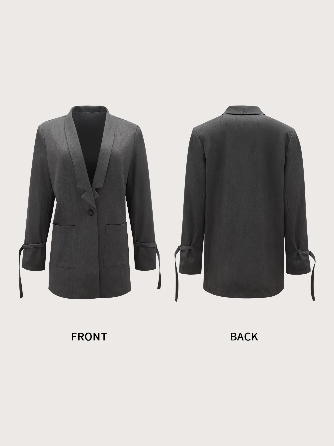 Women Autumn Fashion Commuting Blazer Notched Neck With Pockets Vintage Blazer Lace-up Long Sleeves Female Chic Lady Outfit