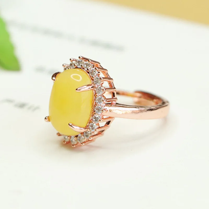 Natural Beeswax Ring Yellow Honey Amber Ring Finger Ring Jewelry Woman