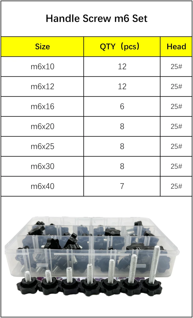 M5 M6 M8 Sternform Gewinde Klemmgriff Bolzen Bakelit Handknopf Anziehschraube Industrieausrüstung Kunststoff Stahl Set – Detail 4