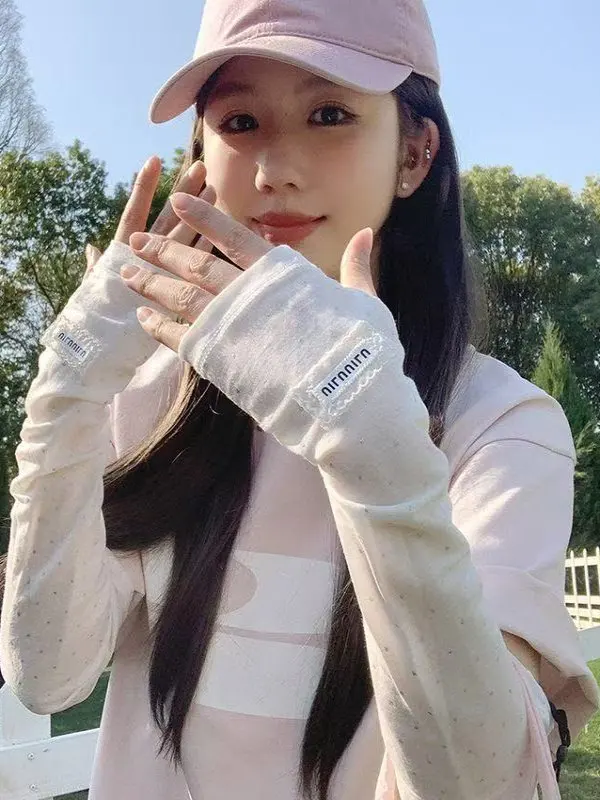 

Женские свободные чехлы из ледяного шелка с защитой от солнца, летние защитные нарукавники с защитой от ультрафиолета, охлаждающие солнцезащитные пески, модные...