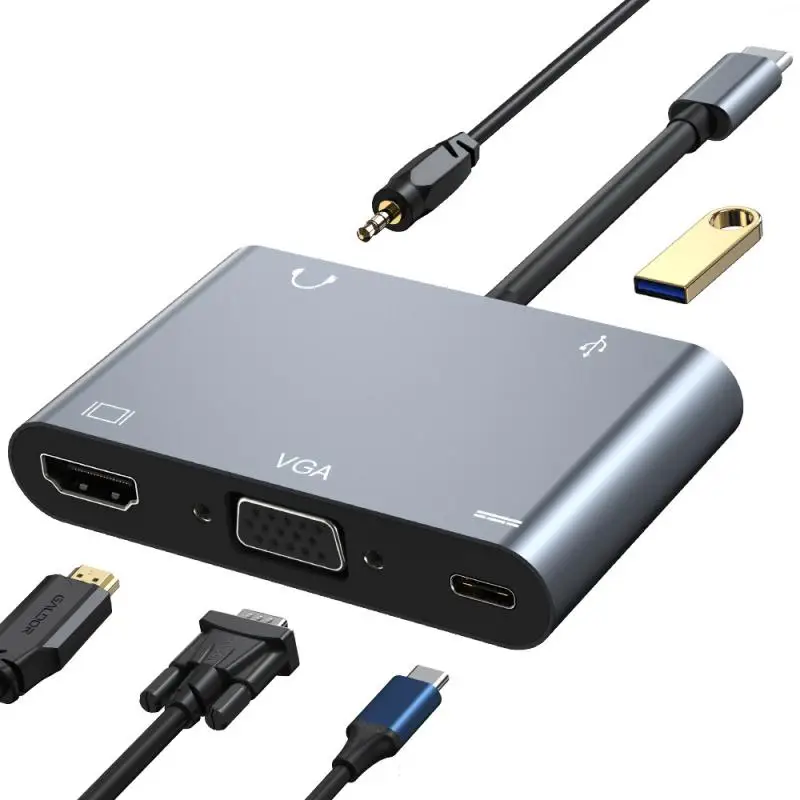 Expansion Dock 5 In 1 USB Splitter Vga Pd Adapter USB-c Zu 4k HDMI-kompatibel Computer Zubehör 4k 30hz Typ-c Hub
