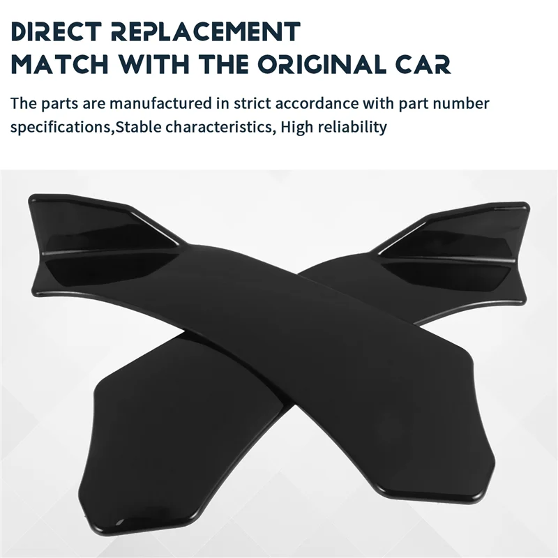 

AU34-2Pcs Universal Car Front Shovel Bumper Lip Splitter Chin ABS Spoiler Black