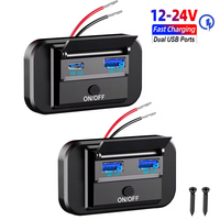 12V/24V USB Car Charger Socket QC3.0 PD Quick Charger Panel Outlet Adapter with ON/OFF for Truck Camper Caravan Accessorie